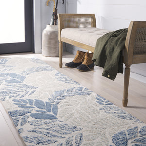 Safavieh Msr Elegant Hand-tufted Area Rug With Leaf Pattern - Luxurious Wool And Cotton Blend For Home Décor Ivory ,Blue 85% Wool,15% Cotton Msr3530m-8