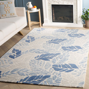 Safavieh Msr Elegant Hand-tufted Area Rug With Leaf Pattern - Luxurious Wool And Cotton Blend For Home Décor Ivory ,Blue 85% Wool,15% Cotton Msr3530m-8