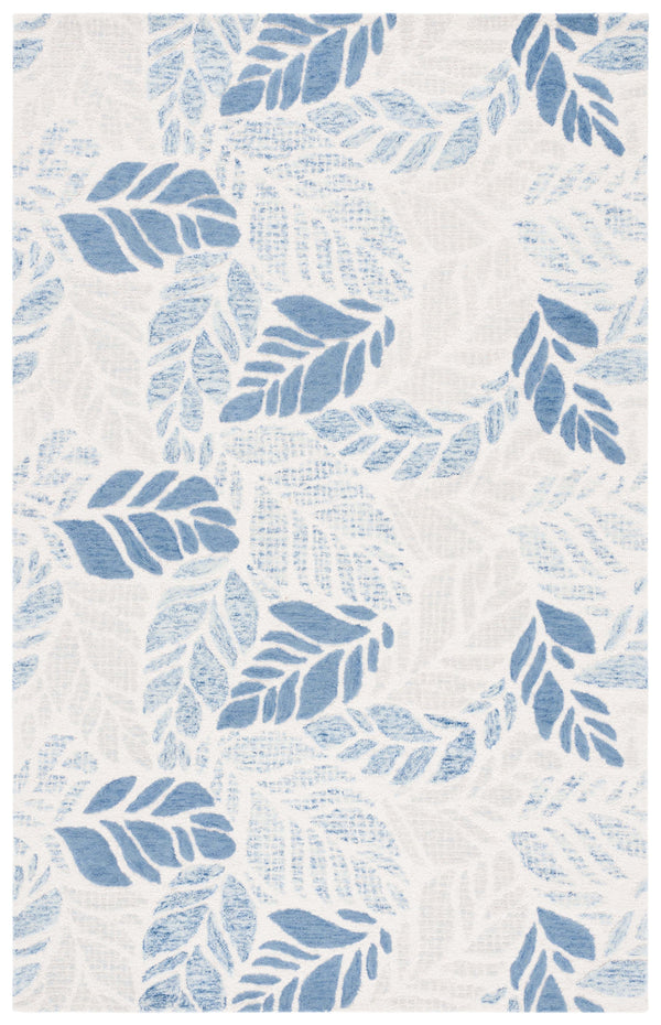 Safavieh Msr Elegant Hand-tufted Area Rug With Leaf Pattern - Luxurious Wool And Cotton Blend For Home Décor Ivory ,Blue 85% Wool,15% Cotton Msr3530m-8