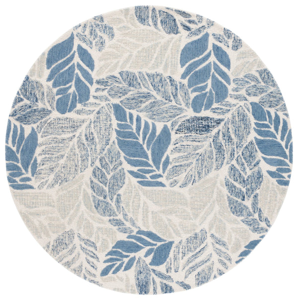 Safavieh Msr Elegant Hand-tufted Area Rug With Leaf Pattern - Luxurious Wool And Cotton Blend For Home Décor Ivory ,Blue 85% Wool,15% Cotton Msr3530m-8