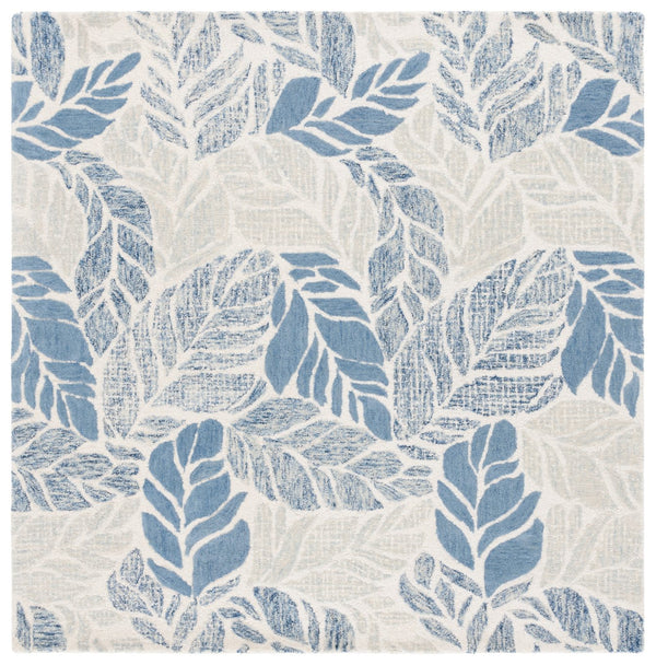 Safavieh Msr Elegant Hand-tufted Area Rug With Leaf Pattern - Luxurious Wool And Cotton Blend For Home Décor Ivory ,Blue 85% Wool,15% Cotton Msr3530m-8