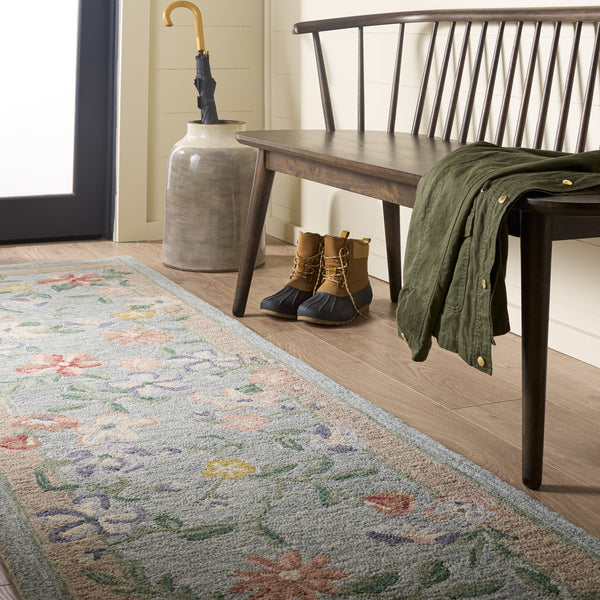 Safavieh Martha Hand‑Tufted Wool‑Cotton Green & Rust Floral Rug — Low Pile Artisan Texture For Cozy Homes 6'-0" x 6'-0" MSR3854Y-6SQ