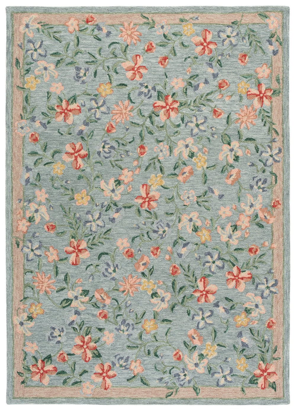 Safavieh Martha Hand-Tufted Wool-Cotton Floral Area Rug In Green And Rust Tones — Durable, Soft, Timeless Style 5'-0" x 8'-0" MSR3854Y-5