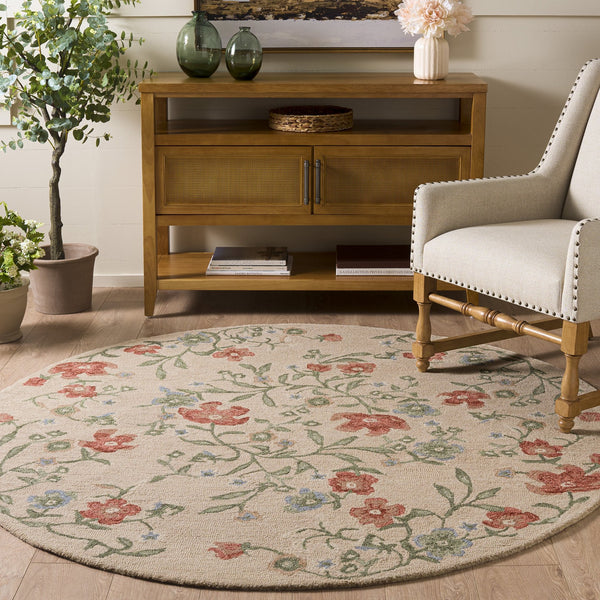Safavieh Martha Hand-Tufted Wool-Cotton Floral Area Rug In Beige And Red — Durable Low-Profile Elegance 8X10 8'-0" x 10'-0" MSR3855B-8