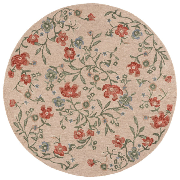 Safavieh Martha Hand-Tufted Beige And Red Floral Rug, 85% Wool 15% Cotton, Plush Low-Pile Elegance For Home 3'-0" x 5'-0" MSR3855B-3