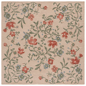 Safavieh Martha Hand-Tufted Round Wool Rug In Beige With Red Floral Accents — Durable, Soft, Timeless Design 6'-0" x 6'-0" MSR3855B-6R
