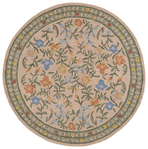 Safavieh Martha Hand-Tufted Beige Green Floral Rug, Wool-Cotton Blend, Low-Profile 3/8" Pile, Artisanal Craftsmanship 6'-0" x 6'-0" MSR3856B-6SQ