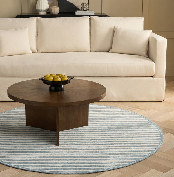 Safavieh Martha Hand-Tufted Blue And Ivory Wool-Cotton Area Rug — Classic Coastal Charm, Low-Profile Comfort 6'-0" x 6'-0" MSR3858M-6SQ
