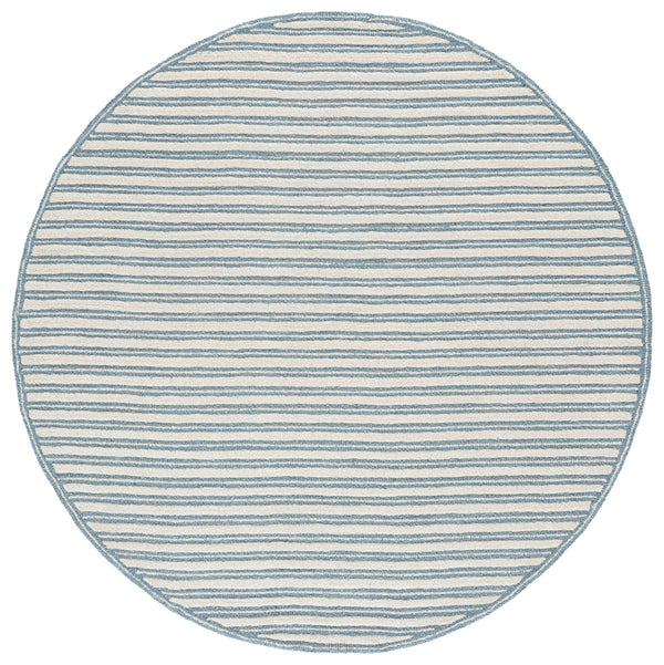 Safavieh Martha Hand-Tufted Blue Ivory Round Rug, Wool-Cotton Blend, Low-Profile Coastal Elegance For Home 6'-0" x 6'-0" MSR3858M-6R