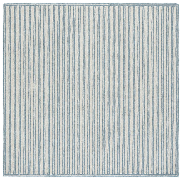 Safavieh Martha Hand-Tufted Blue And Ivory Wool-Cotton Area Rug — Classic Coastal Charm, Low-Profile Comfort 6'-0" x 6'-0" MSR3858M-6SQ