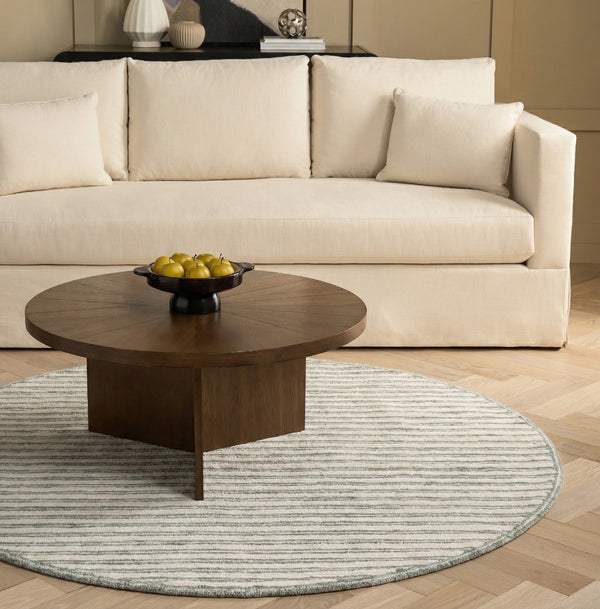 Safavieh Martha Hand‑Tufted Sage & Ivory Round Rug — Wool‑Cotton Blend, Soft Durable Texture For Living Areas 6'-0" x 6'-0" MSR3858W-6R