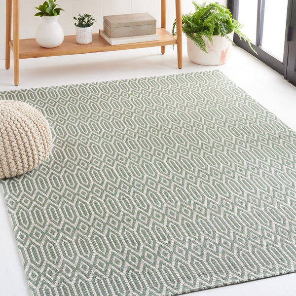 Safavieh Martha Stewart Cotton Area Rug - Elegant Transitional Design For Timeless Home Décor And Comfort Green ,Ivory 100% Cotton Msr405y-8