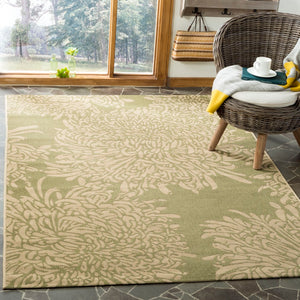Safavieh Chrysanthemum Exquisite Transitional Area Rug - Durable, Soft, Floral Design For Elegant Spaces Green ,Beige 100%Polypropylene Msr4125r-6