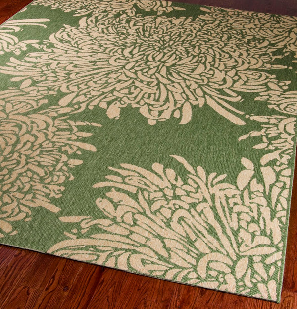 Safavieh Chrysanthemum Exquisite Transitional Area Rug - Durable, Soft, Floral Design For Elegant Spaces Green ,Beige 100%Polypropylene Msr4125r-6