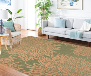 Safavieh Chrysanthemum Exquisite Transitional Area Rug - Durable, Soft, Floral Design For Elegant Spaces Green ,Beige 100%Polypropylene Msr4125r-6