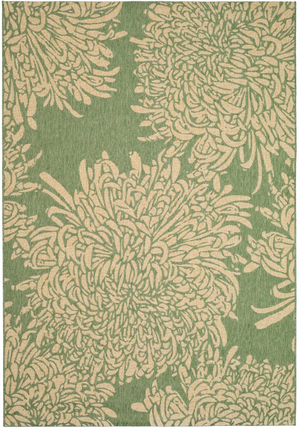 Safavieh Chrysanthemum Exquisite Transitional Area Rug - Durable, Soft, Floral Design For Elegant Spaces Green ,Beige 100%Polypropylene Msr4125r-6