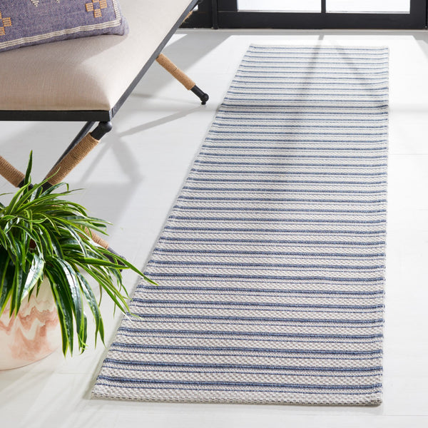 Safavieh Martha Stewart Elegant Cotton Area Rug | Chic Striped Design For Cozy Home Decor Solutions Navy ,Light Grey 100% Cotton Msr419n-6