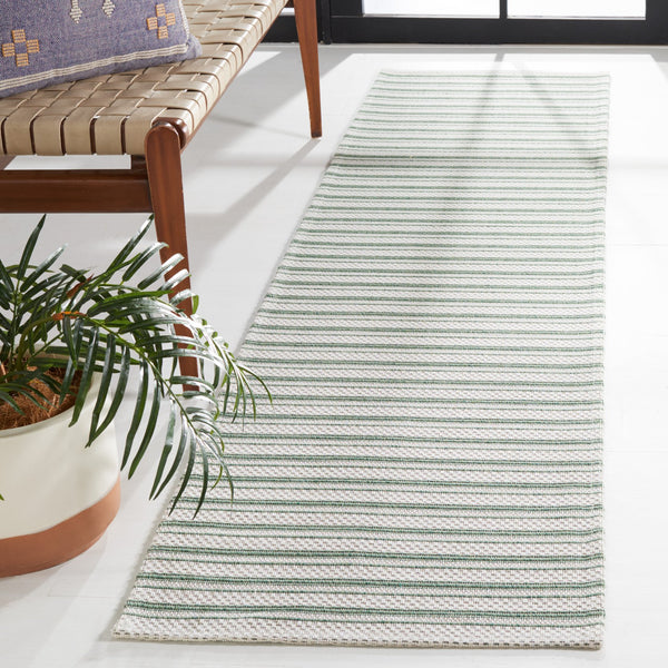 Safavieh Martha Stewart Elegant Cotton Area Rug | Chic Striped Design For Cozy Home Decor Solutions Green ,Ivory 100% Cotton Msr419y-6