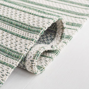 Safavieh Martha Stewart Elegant Cotton Area Rug | Chic Striped Design For Cozy Home Decor Solutions Green ,Ivory 100% Cotton Msr419y-6