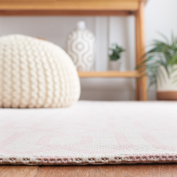 Safavieh Martha Stewart Cotton Area Rug - Elegant Turkish Craftsmanship In Cozy Taupe And Cream Design Pink ,Ivory 100% Cotton Msr421u-8