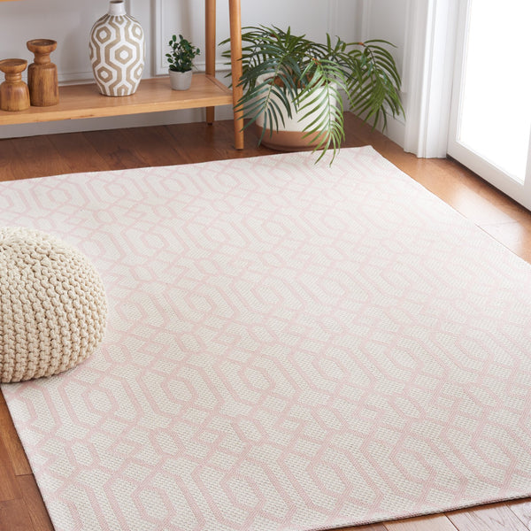 Safavieh Martha Stewart Cotton Area Rug - Elegant Turkish Craftsmanship In Cozy Taupe And Cream Design Pink ,Ivory 100% Cotton Msr421u-8