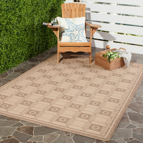 Safavieh Ms 4254-12 Luxurious Area Rug With Elegant Geometric Design For Timeless Home Decor Style Creme ,Brown 100%Polypropylene Msr4254-12-4