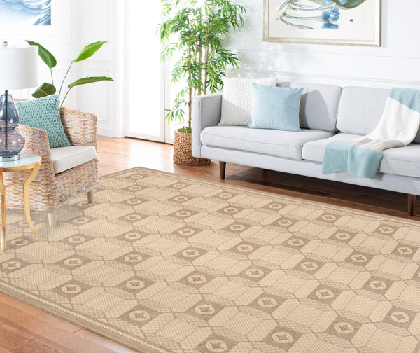 Safavieh Ms 4254-12 Luxurious Area Rug With Elegant Geometric Design For Timeless Home Decor Style Creme ,Brown 100%Polypropylene Msr4254-12-4