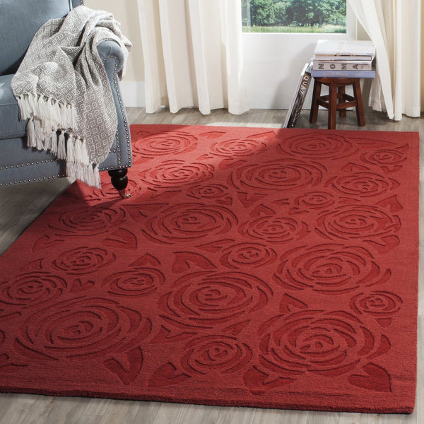 Safavieh Msr Hand-loomed Wool Pile Area Rug With Whimsical Rose Pattern For Elegant Home Decor And Comfort Vermillon Wool Pile Msr4618a-24