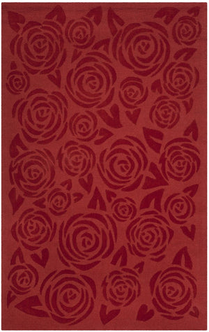 Safavieh Msr Hand-loomed Wool Pile Area Rug With Whimsical Rose Pattern For Elegant Home Decor And Comfort Vermillon Wool Pile Msr4618a-24