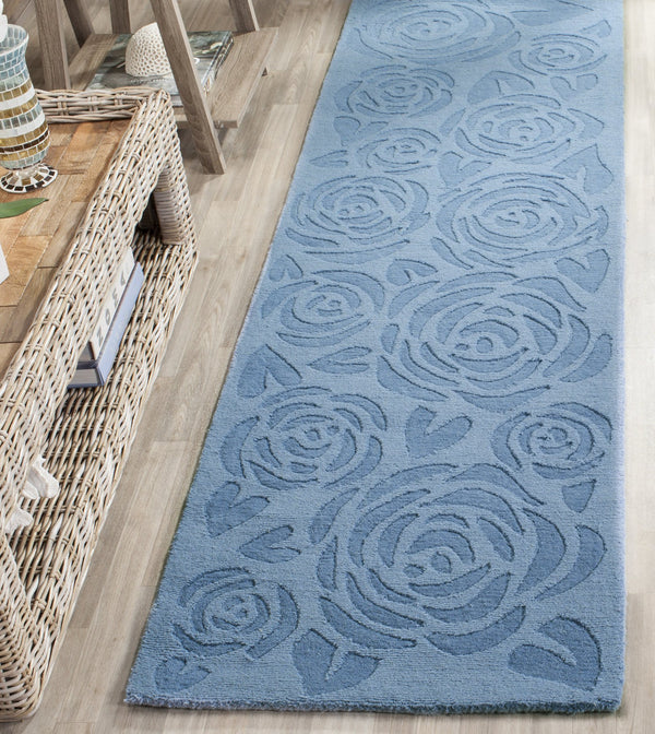 Safavieh Msr Hand-loomed Wool Pile Area Rug With Whimsical Rose Pattern For Elegant Home Decor And Comfort Thistle Blue Wool Pile Msr4618b-24