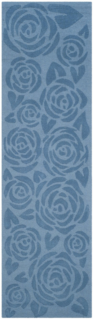 Safavieh Msr Hand-loomed Wool Pile Area Rug With Whimsical Rose Pattern For Elegant Home Decor And Comfort Thistle Blue Wool Pile Msr4618b-24