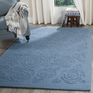 Safavieh Msr Hand-loomed Wool Pile Area Rug With Whimsical Rose Pattern For Elegant Home Decor And Comfort Thistle Blue Wool Pile Msr4618b-24