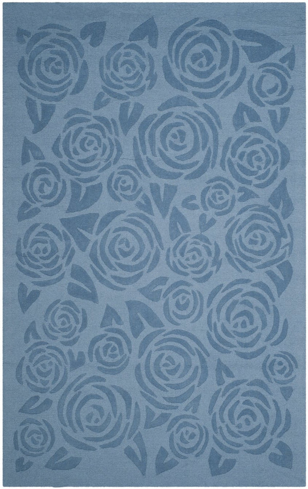 Safavieh Msr Hand-loomed Wool Pile Area Rug With Whimsical Rose Pattern For Elegant Home Decor And Comfort Thistle Blue Wool Pile Msr4618b-24