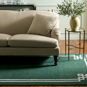 Safavieh Martha Hand-Tufted Green And Ivory Wool-Cotton Rug — Modern, Pattern-Free Small Area Accent For Home 4'-0" x 6'-0" MSR4626Y-4