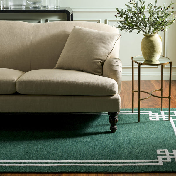 Safavieh Martha Hand-Tufted Green And Ivory Wool-Cotton Rug — Modern, Pattern-Free Small Area Accent For Home 4'-0" x 6'-0" MSR4626Y-4
