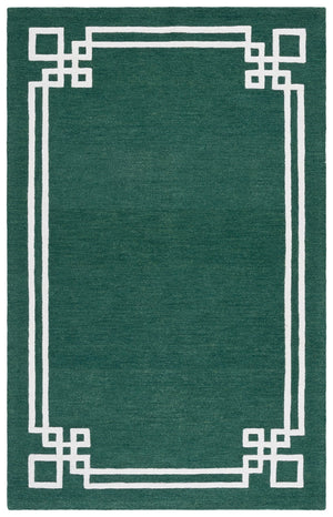 Safavieh Martha Hand-Tufted Green And Ivory Wool-Cotton Rug — Modern, Pattern-Free Small Area Accent For Home 4'-0" x 6'-0" MSR4626Y-4