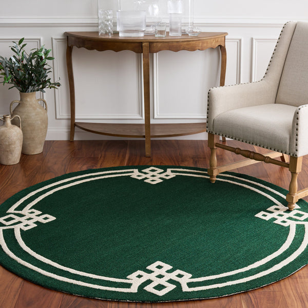 Safavieh Martha Hand-Tufted Green And Ivory Wool-Cotton Rug — Modern, Pattern-Free Small Area Accent For Home 4'-0" x 6'-0" MSR4626Y-4