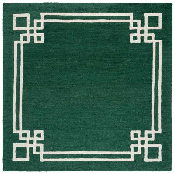Safavieh Martha Hand-Tufted Green And Ivory Wool-Cotton Rug — Modern, Pattern-Free Small Area Accent For Home 4'-0" x 6'-0" MSR4626Y-4
