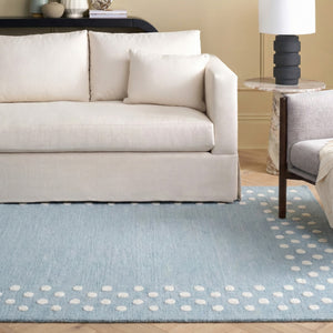 Safavieh Martha Hand-Tufted Light Blue Ivory Wool-Cotton Rug — Modern Polka Dot Motif, Low-Profile Luxury 6'-0" x 6'-0" MSR4628L-6SQ