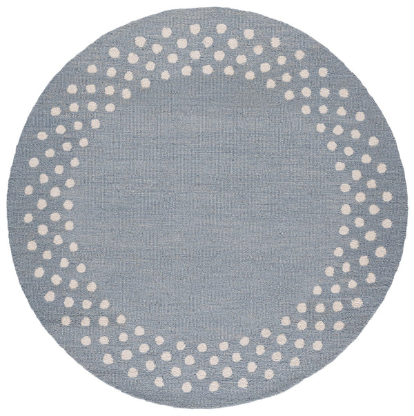 Safavieh Martha Hand-Tufted Light Blue Ivory Wool-Cotton Rug — Modern Polka Dot Motif, Low-Profile Luxury 6'-0" x 6'-0" MSR4628L-6SQ
