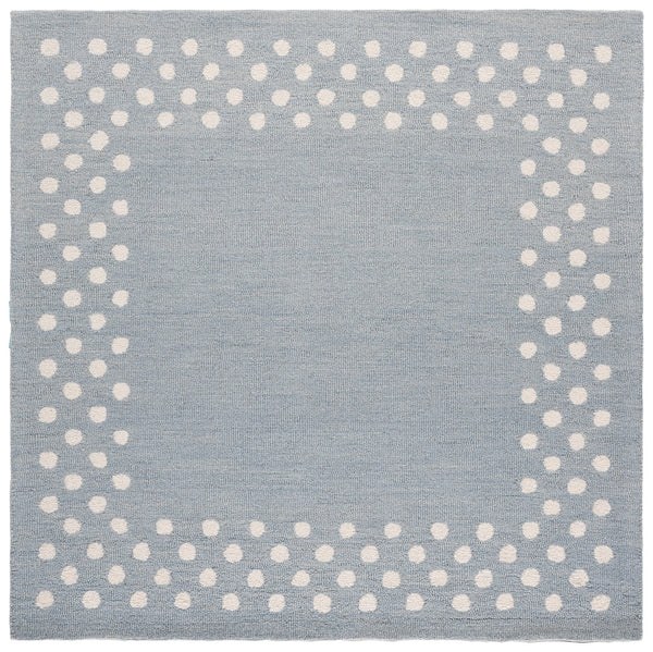 Safavieh Martha Hand-Tufted Light Blue Ivory Wool-Cotton Rug — Modern Polka Dot Motif, Low-Profile Luxury 6'-0" x 6'-0" MSR4628L-6SQ