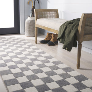 Safavieh Msr Contemporary Hand-tufted Area Rug - Luxurious Checkerboard Design For Modern Elegance In Any Room Grey ,Ivory 80% Wool,20% Cotton Msr4760f-9