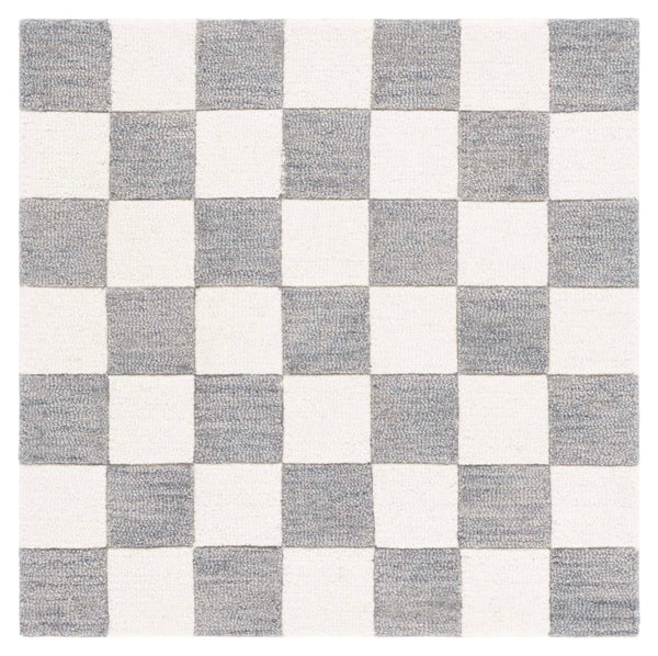 Safavieh Msr Contemporary Hand-tufted Area Rug - Luxurious Checkerboard Design For Modern Elegance In Any Room Grey ,Ivory 80% Wool,20% Cotton Msr4760f-9