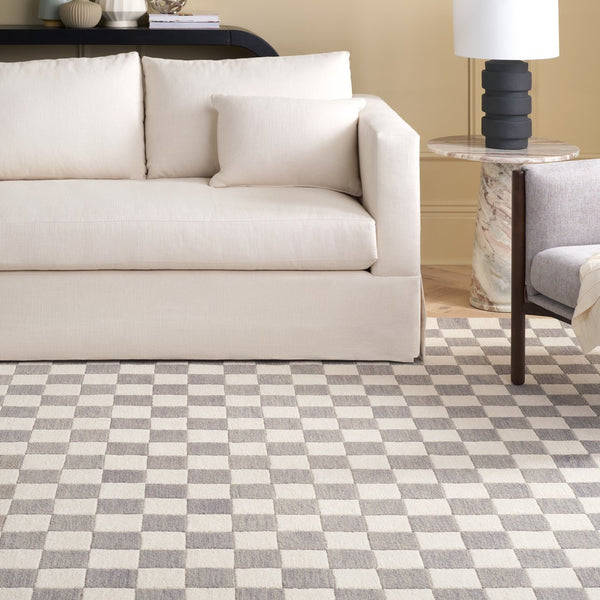 Safavieh Msr Contemporary Hand-tufted Area Rug - Luxurious Checkerboard Design For Modern Elegance In Any Room Grey ,Ivory 80% Wool,20% Cotton Msr4760f-9