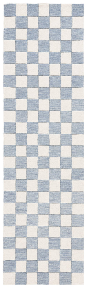 Safavieh Msr Contemporary Hand-tufted Area Rug - Luxurious Checkerboard Design For Modern Elegance In Any Room Light Blue ,Ivory 80% Wool,20% Cotton Msr4760l-6sq
