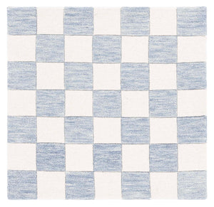 Safavieh Msr Contemporary Hand-tufted Area Rug - Luxurious Checkerboard Design For Modern Elegance In Any Room Light Blue ,Ivory 80% Wool,20% Cotton Msr4760l-6sq