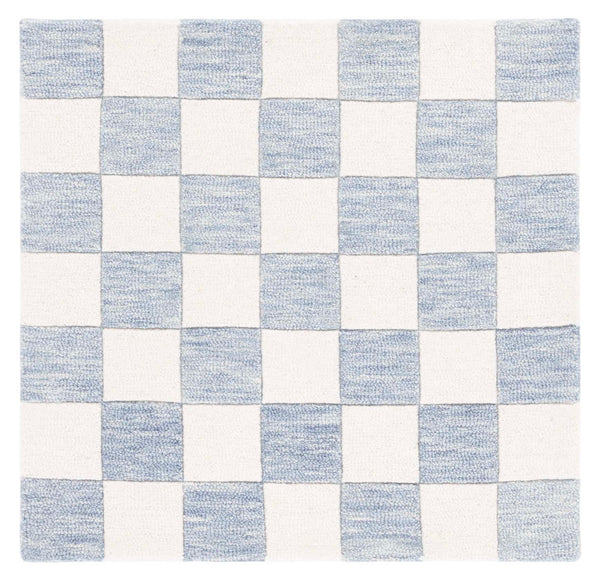 Safavieh Msr Contemporary Hand-tufted Area Rug - Luxurious Checkerboard Design For Modern Elegance In Any Room Light Blue ,Ivory 80% Wool,20% Cotton Msr4760l-6sq
