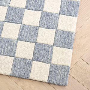 Safavieh Msr Contemporary Hand-tufted Area Rug - Luxurious Checkerboard Design For Modern Elegance In Any Room Light Blue ,Ivory 80% Wool,20% Cotton Msr4760l-6sq