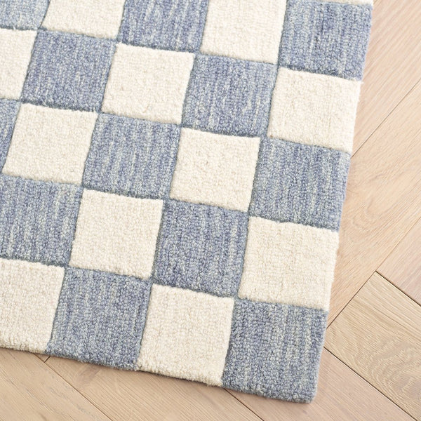 Safavieh Msr Contemporary Hand-tufted Area Rug - Luxurious Checkerboard Design For Modern Elegance In Any Room Light Blue ,Ivory 80% Wool,20% Cotton Msr4760l-6sq