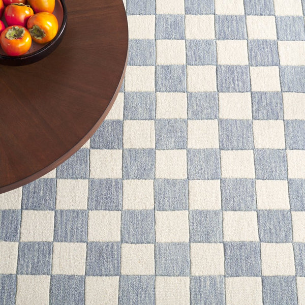 Safavieh Msr Contemporary Hand-tufted Area Rug - Luxurious Checkerboard Design For Modern Elegance In Any Room Light Blue ,Ivory 80% Wool,20% Cotton Msr4760l-6sq